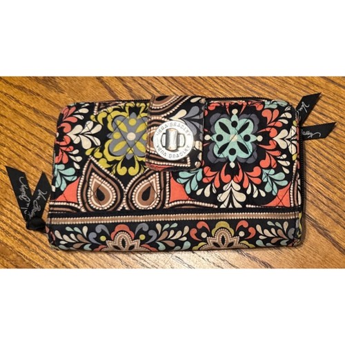 Vera Bradley Turnlock Geldbörse Sierra Retired Muster schwarz bunt gesteppt - Bild 2 von 5