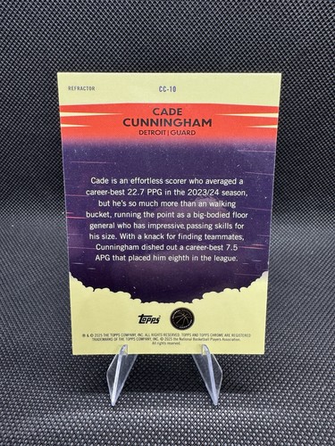 2024-25 Topps Chrome Cade Cunningham Countdown Blue Basketball #CC-10 Refractor - Picture 2 of 2
