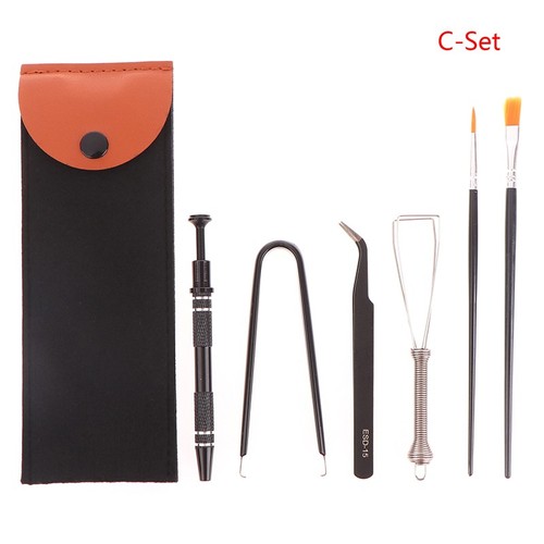 1Set Keyboard Cleaning Tool Keycap Puller Stem Holder Lube Brush w/Storage Bag - Afbeelding 11 van 14