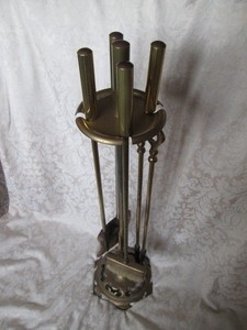 Vintage Brass Fireplace tool Set 4 piece 30” tall