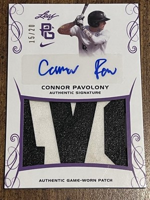 CONNOR PAVOLONY 2017 LEAF PERFECT GAME AUTO JERSEY PATCH #15/20 TENN ORIOLES