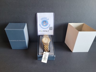 Caravelle by Bulova 44L112 Women's Round Analog Gold Tone Crystals Bezel Watch