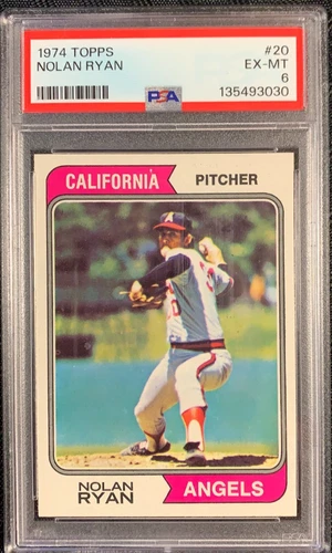 NOLAN RYAN 1974 TOPPS #20 PSA EX-MT 6 ANGELS