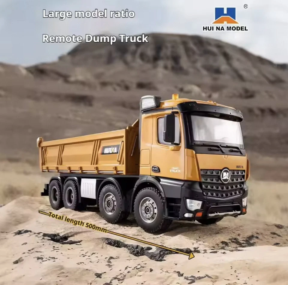 HUINA 1:14 RC Kipper Metall 8x8 Truck – Baustellen LKW mit Licht & Sound - Bild 4 von 4