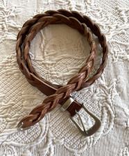 Merona Vintage Women  s Genuine Leather Braided Belt Brown 4753 Size Medium