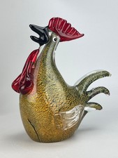 Scultura Gallo in vetro soffiato con foglia d’oro