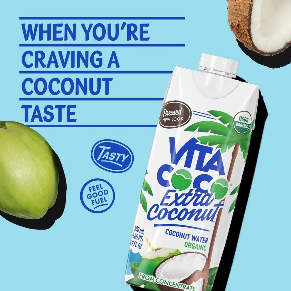 Vita Coco Organic Coconut Water Pressed More Coconutty Flavor Pack of 12 - Image 3 of 4