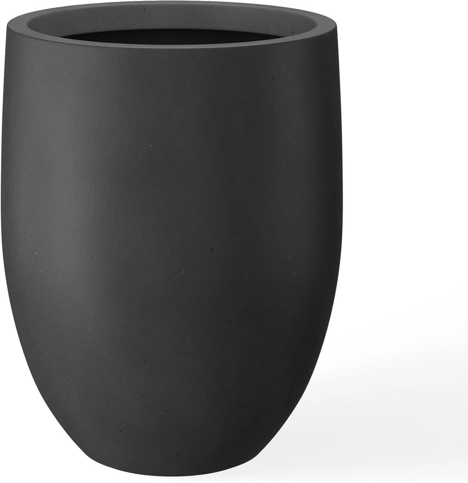 21.7" Burnished Black Concrete Planter - Stylish Modern Decor with Drainage - Image 3 of 4