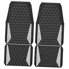 Bling Diamond Car Mats Rubber Floor Mats Full Set Anti-Slip 3D White Diamond