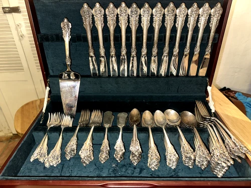 WALLACE GRANDE BAROQUE dinner 12 set 94pc STERLING SILVER