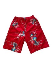 Paradise Found Hawaii Floral Hawaiian Swim Trunks Beach Shorts Vintage