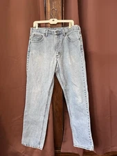 Carhartt Jeans Mens 36x32 Light Wash Blue Relaxed Fit Workwear Denim Distressed