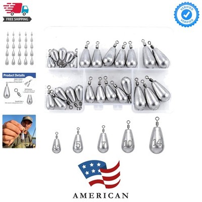 Fishing Weights Sinkers Kit Bass Casting Weights Drop Shot Weights with Swive...