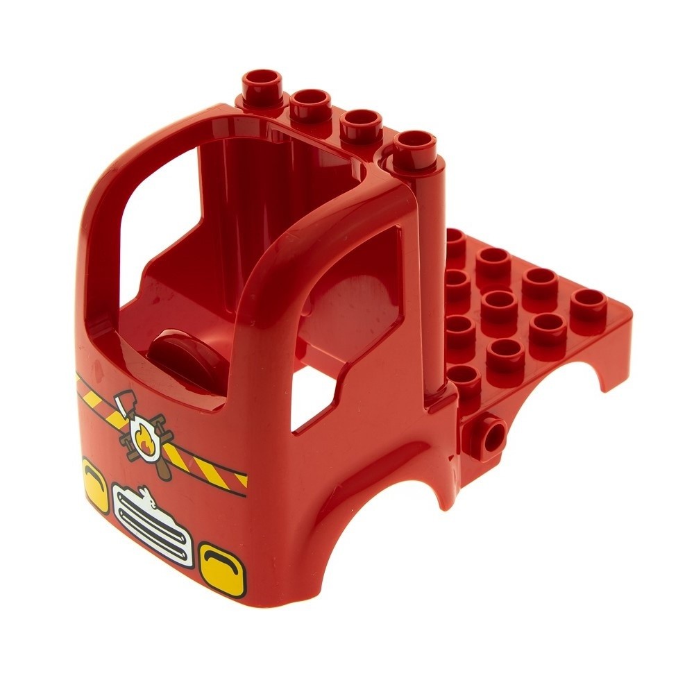 1x lego Duplo Truck Attachment Car Red Printed Fire Brigade Logo 10592 15454pb02