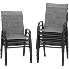 Patio Chairs Set of 8 - Outdoor Stackable Dining Chairs for All Weathe
