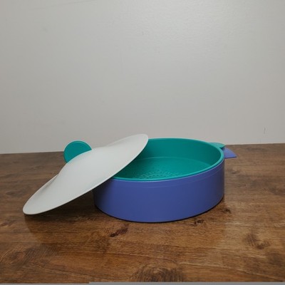 Tupperware Micro Steamer #3066 Rice & Vegetable Cooker Blue Teal Microwave