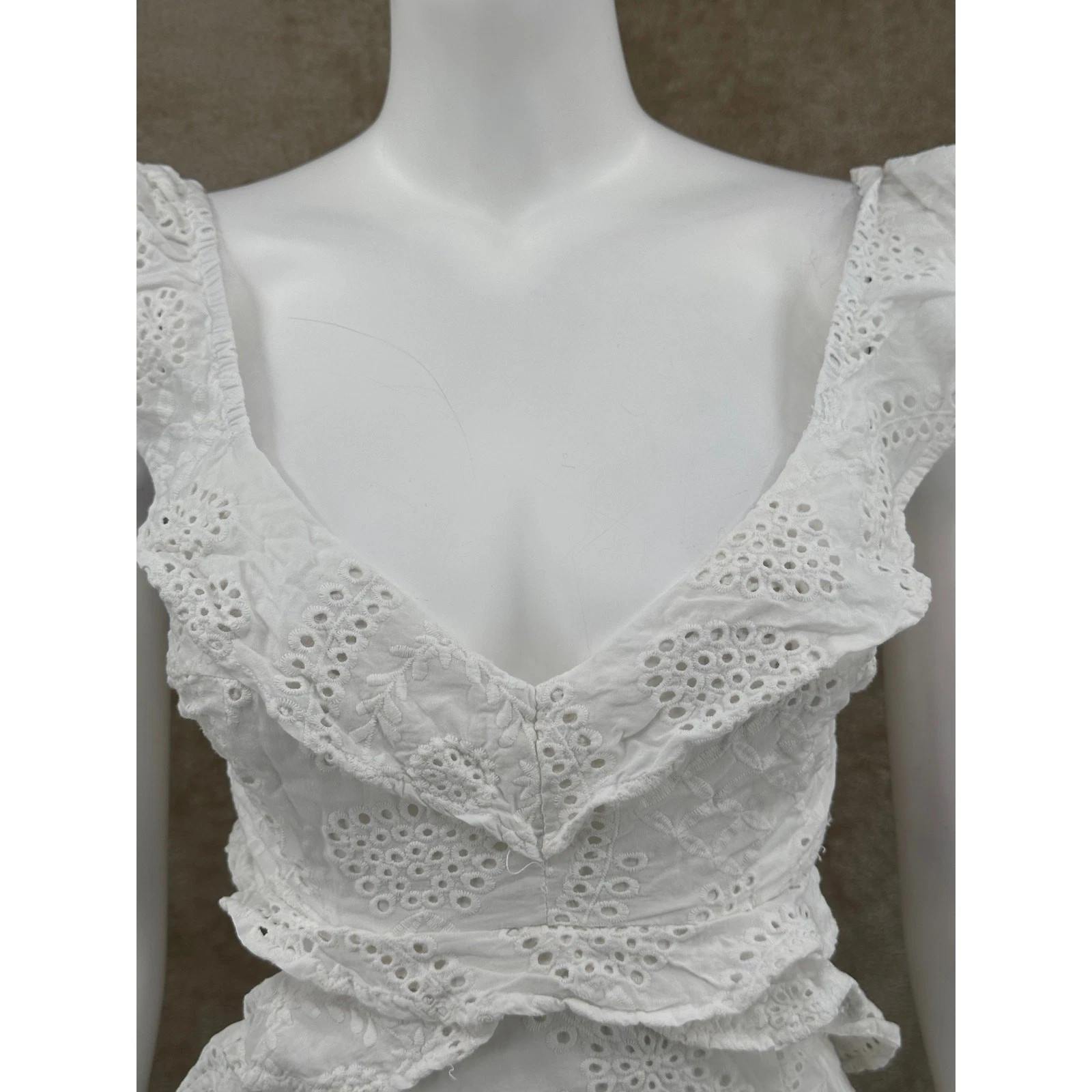 OFF WHITE Abito donna Astr the Label medio bianco sporco Elora occhielli mini boho vacanza