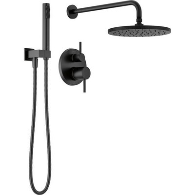 Delta T342702-BL Modern Round Shower System, 1.75GPM, Matte Black- Without Rough