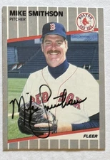 Mike Smithson 1989 Fleer ON-CARD AUTO Buyback HA Retrograph Red Sox Autograph