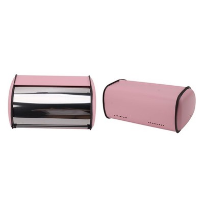 Countertop Bread Storage Bin Pink Mirror Glow Roll Top Bread Box For Kitchen SET