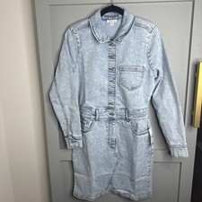 Venus Women’s Grey Wash Denim Button DownLong Sleeve Mini Dress Size 6