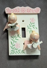Vintage IRMI Originals 1960's Nursery Light Switch Plate Cover Angels pink wings