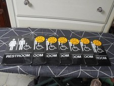 Lot of 7 Unisex Restroom Sign ADA Braille Self Adhesive with 3M Tape 9" x 6"