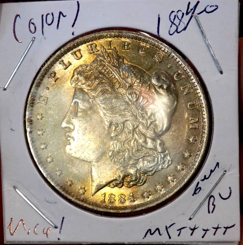 MORGAN SILVER DOLLAR 1884 O GEM BU RAINBOW TONED WOW COIN MS+++++ BLAZER