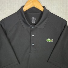 LACOSTE SPORT Mens Size Large Big Croc Polo Shirt Performance Wicking Black Golf