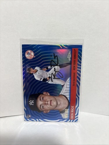 2025 Topps Chrome Platinum #311 Ben Rice Blue Vibrations RC /150 Yankees