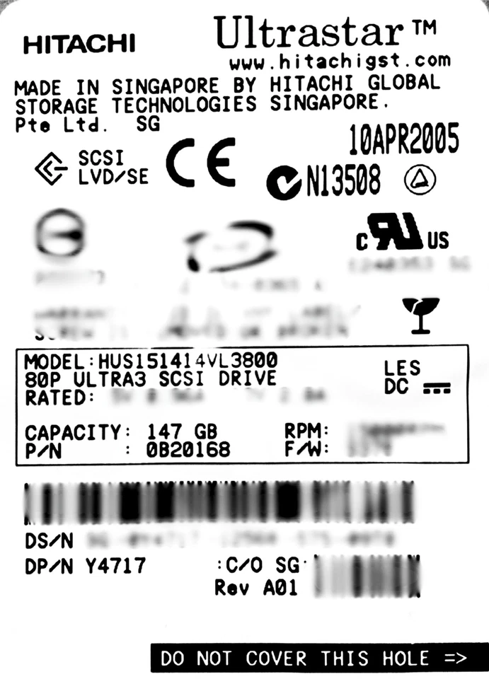 Dell Y4717 146GB 15K U320 HITACHI HDD Hard Drive - Image 2 of 4