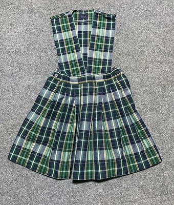 Parker Girls Plaid School Uniform Jumper Dress Green Blue White Yellow Size 6