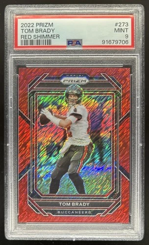 2022 Panini Prizm Tom Brady Red Shimmer #/35 Buccaneers PSA 9