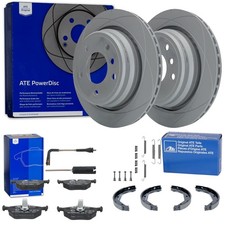 ATE Powerdisc BREMSSCHEIBEN + BELÄGE + HANDBREMSE HINTEN passend für BMW 5er E39