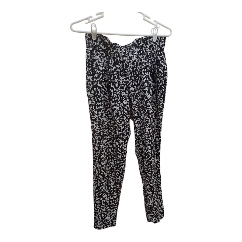 Mango Women's Black White Abstract Print Pants size Small