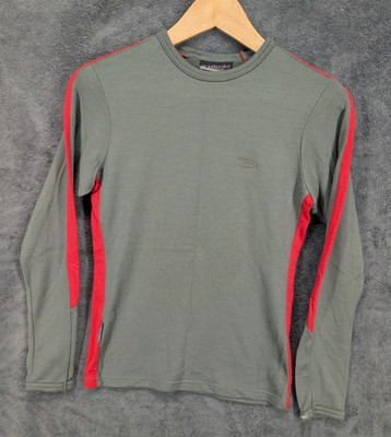 Icebreaker 100% Merino Wool Womens XS Bodyfit 260 Long Sleeve Grey Red