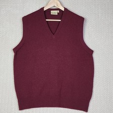 Vintage LL Bean 100 Lambswool Maroon Sweater Vest Made in Scotland Mens L Tall