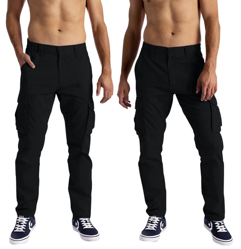 Cargo Pants Mens Tactical Combat Work Outdoor Hiking 6 Pockets Cargo Pants Black