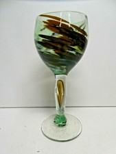 VINTAGE HAND MADE GLASS GOBLET WINE STEM STUDIO ART GLASS SIGNED DON WREFORD