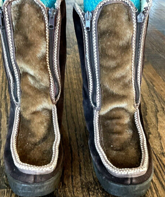 Ski Lounger Fascinators Fur Winter Boot Suede Women's US 7.5 Made Italy  Vintage