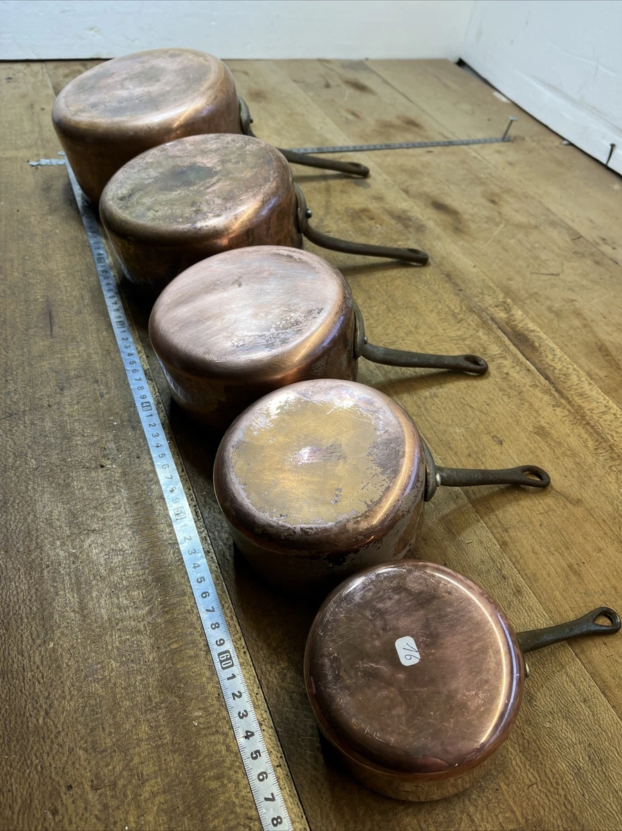 Lot De 5 Casseroles En Cuivre Faucogney France – Vintage – Parfait état