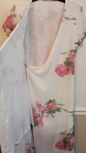 Floral Wrap Dress Size S Sheer Lined Hi-Low Unbranded - Picture 3 of 5