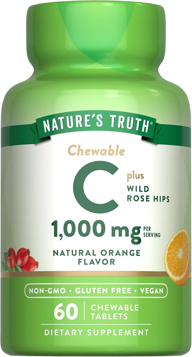 Nature's Truth Chewable Vitamin C with Rose Hips | 500 mg | 60 Tablets | Vegetar