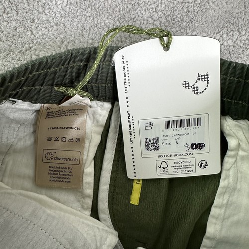 NWT Scotch & Soda Kid's Corduroy Loose Tapered Fit Pants Size 6 / 116 Green $108 - Picture 7 of 9