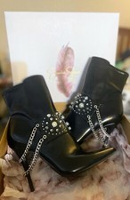 Black Embellished High Heel Ankle Boots