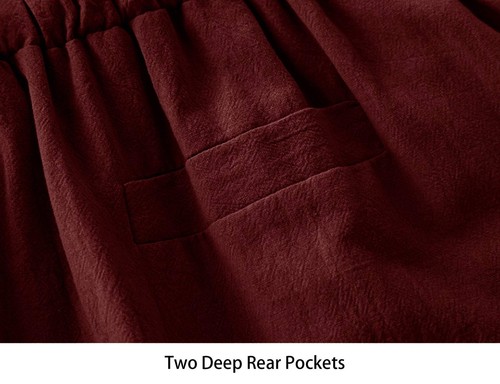 Men's Capri 3/4 Pants 4 Pockets Linen Cotton Shorts Baggy Loose Fit Casual Yoga - Picture 41 of 62