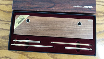 Vintage Sheaffer Millenia Pen/Pencil Walnut Desk Set, WC2 New in Box
