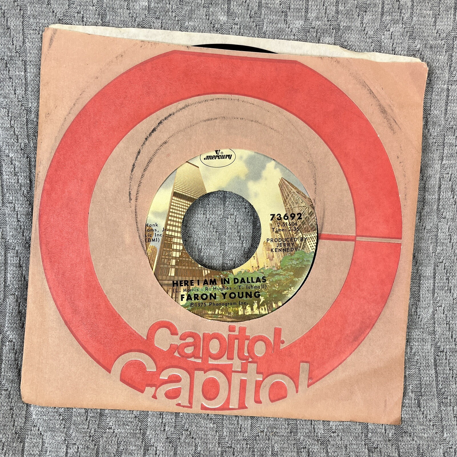 Vintage 45 RPM record Faron Young Mercury Records 1975 country western contempor