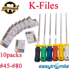 10X K-Files 25mm Dental Endo Root Canal K File Stainless Steel Endodontic #45-80