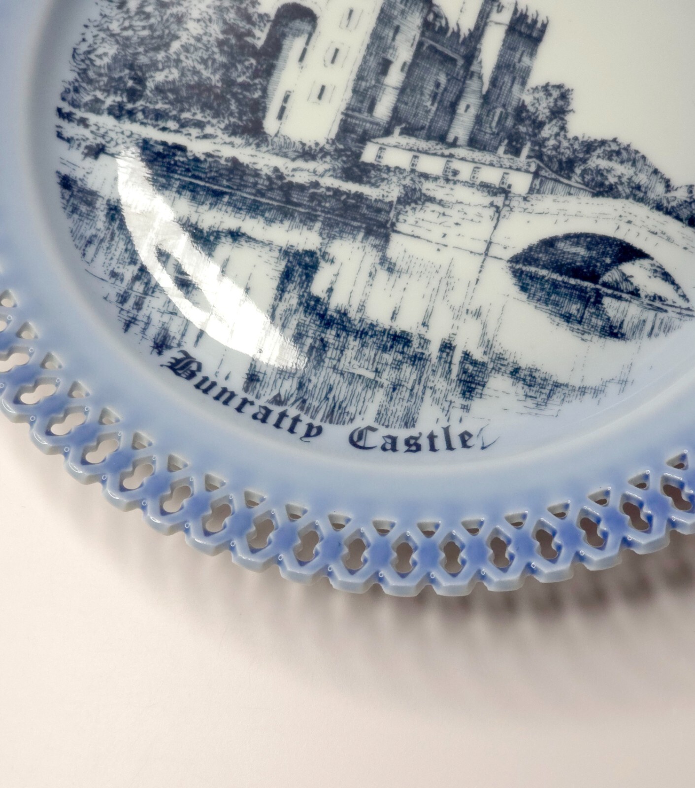 Vintage Bunratty Castle, Ireland Souvenir Plate B&G Porcelain Reticulated